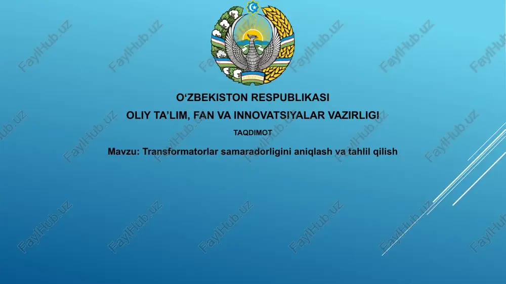 transformator samaradorligini aniqlash va tahlil qilish — PPTX