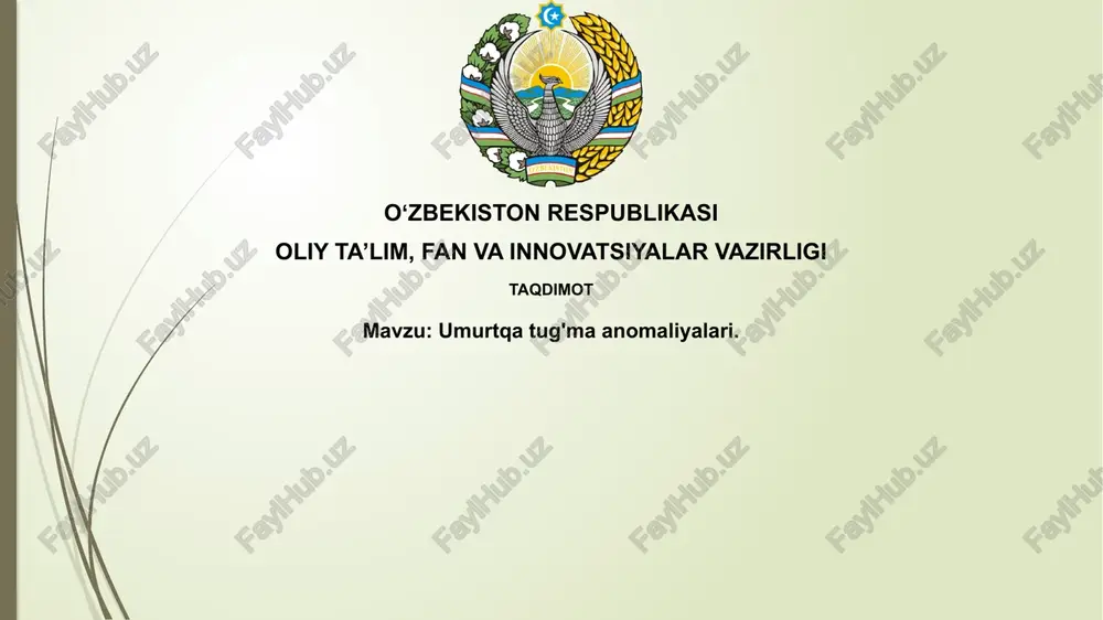 umurtqa pog'onasining tug'ma nuqsonlari — PPTX