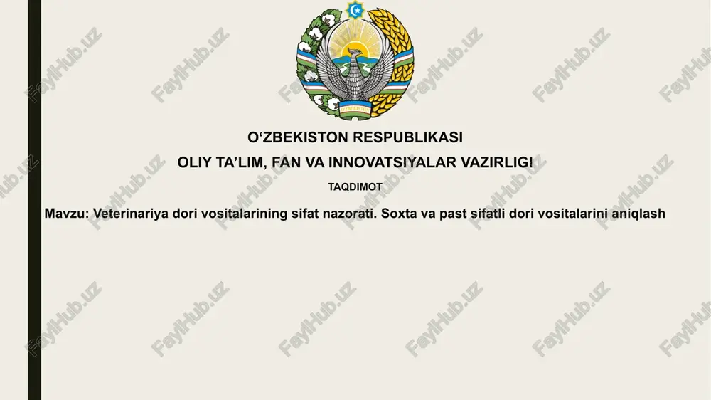 veterinariya preparatlari sifat nazorati — PPTX