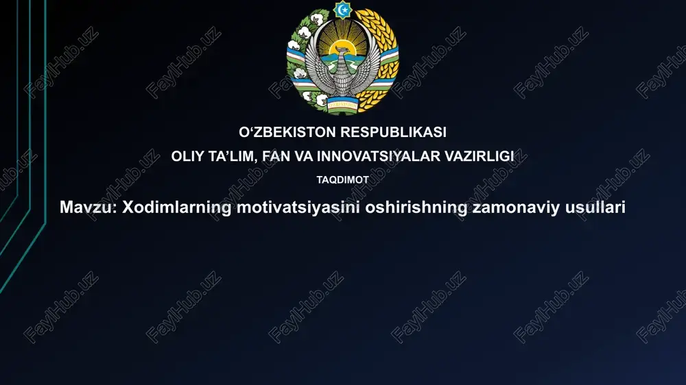 xodimlarning motivatsiyasini oshirishning zamonaviy usullari — PPTX