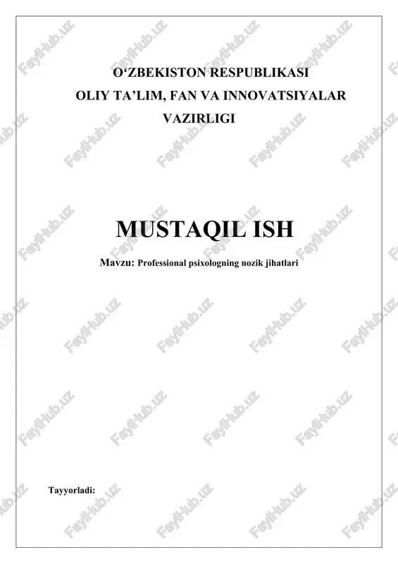 professional psixologning nozik jihatlari — DOCX