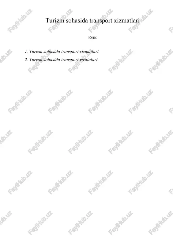 turizm sohasida transport xizmatlari — DOCX