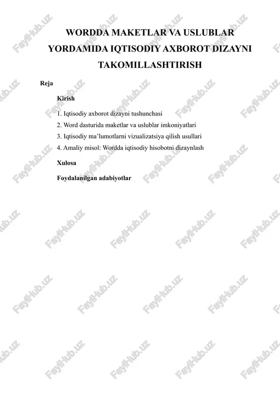 iqtisodiy axbarot dizayni — DOCX