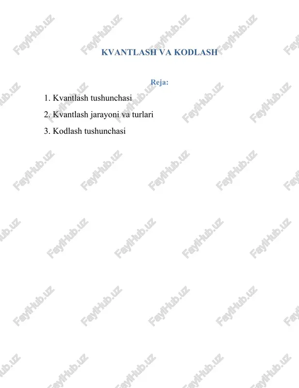 kvantlash va kodlash — DOCX