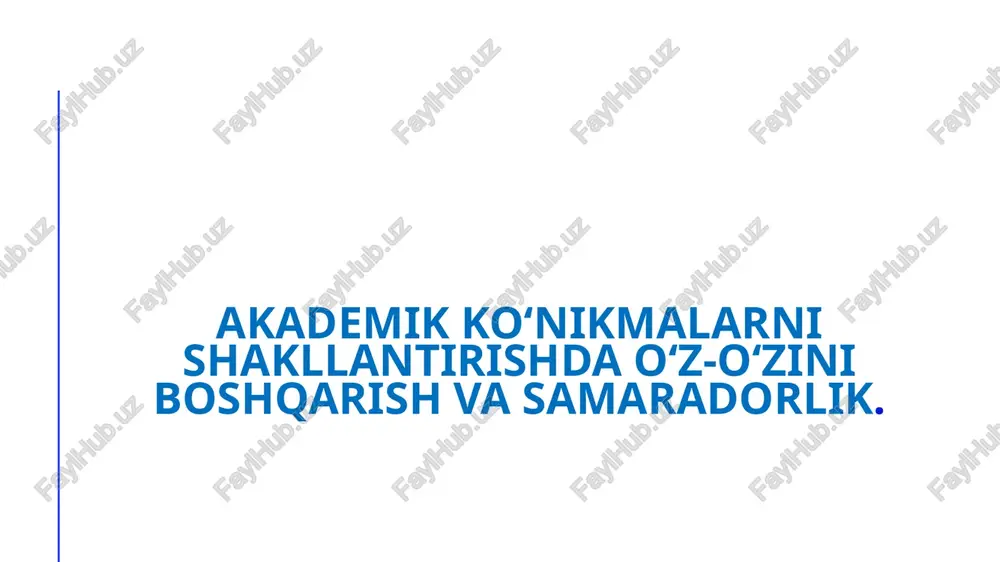o‘z-o‘zini boshqarish — PPTX