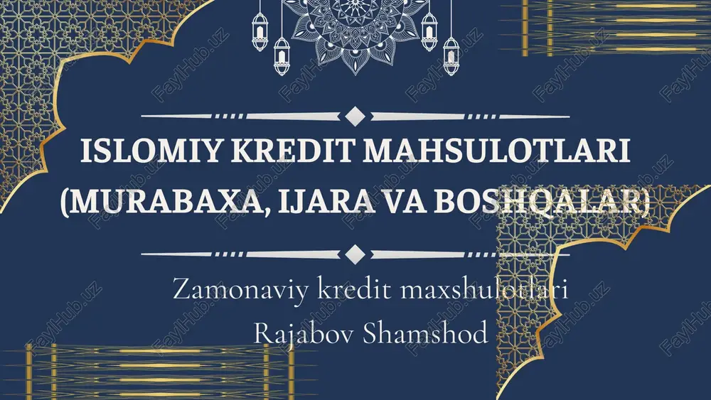 islomiy kredit mahsulotlari — PPTX