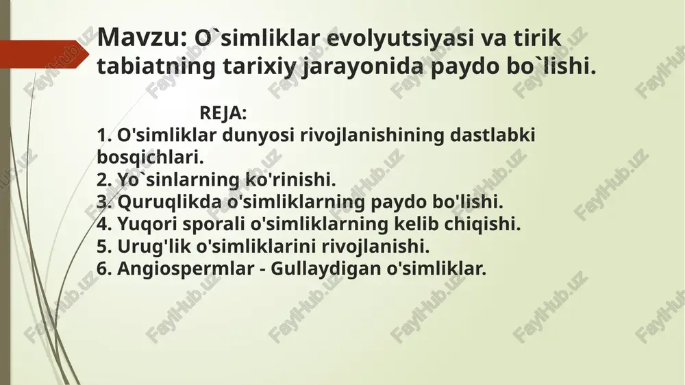 o'simliklar dunyosi rivojlanishi — PPTX