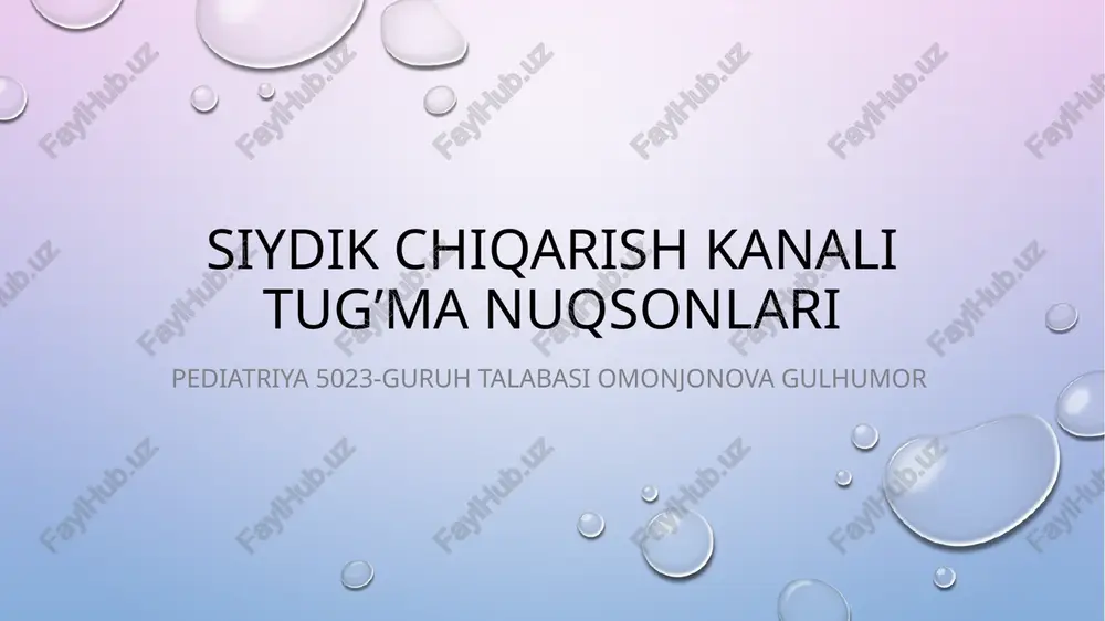 siydikchiqarish kanali tug’manuqsonlari — PPTX