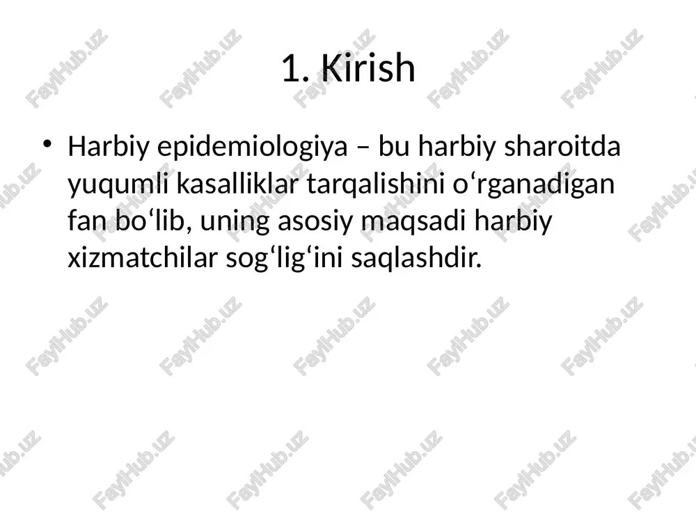 harbiy epidemiologiya — PPTX