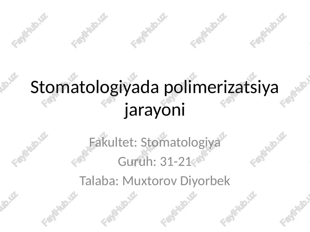 polimerizatsiya jarayoni — PPTX
