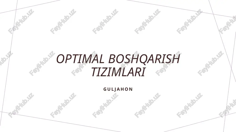 optimal boshqarish tizimlari — PPTX