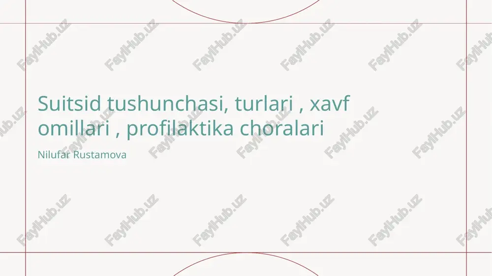 suitsid tushunchasi va uning ahamiyati — PPTX