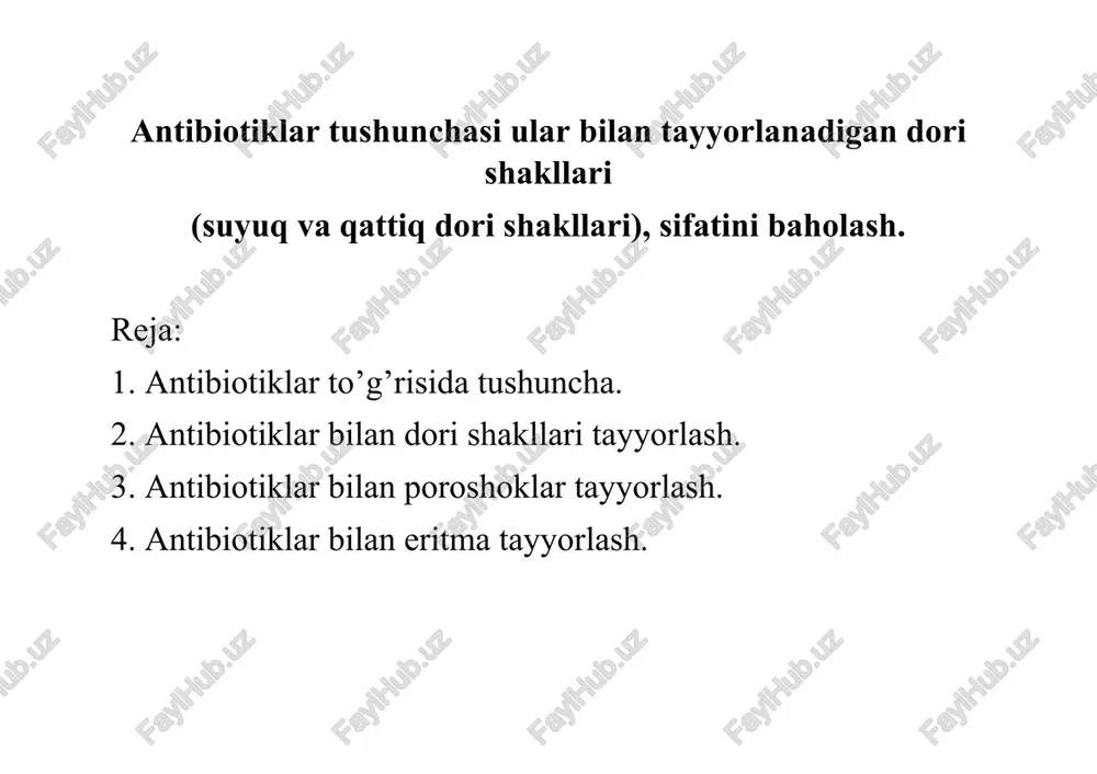 antibiotiklar tushunchasi — DOCX