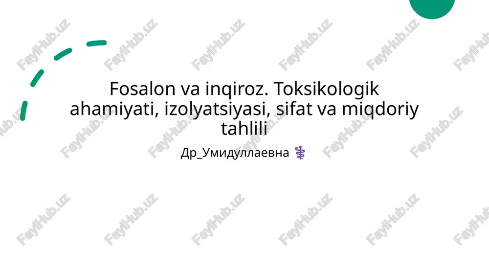 fosalon va toksikologiya — PPTX