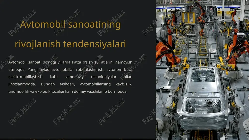 avtomobil sanoatining rivojlanish tendensiyalari — PPTX