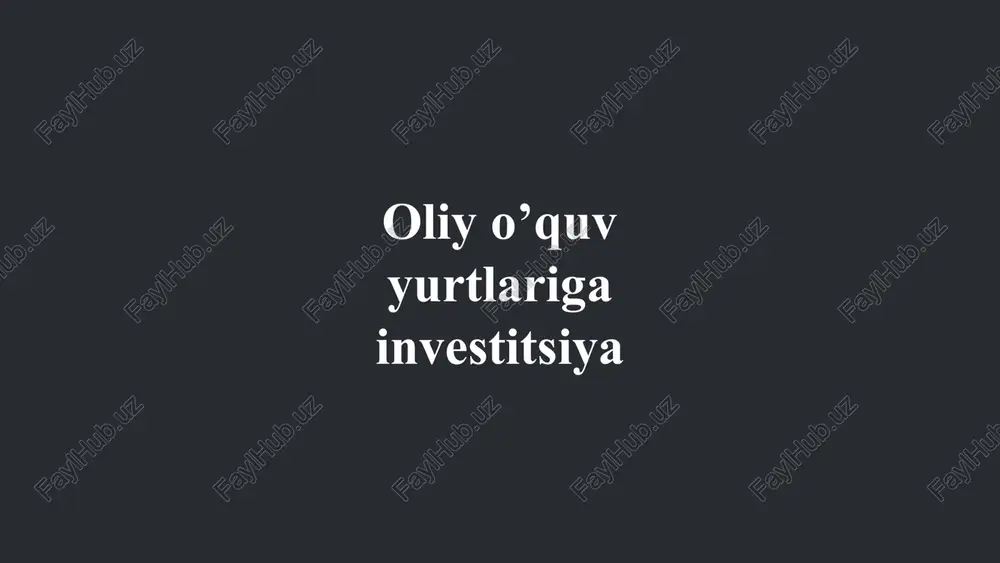oliy ta'lim muassasalarining innovatsion rivojlanishi — PPTX