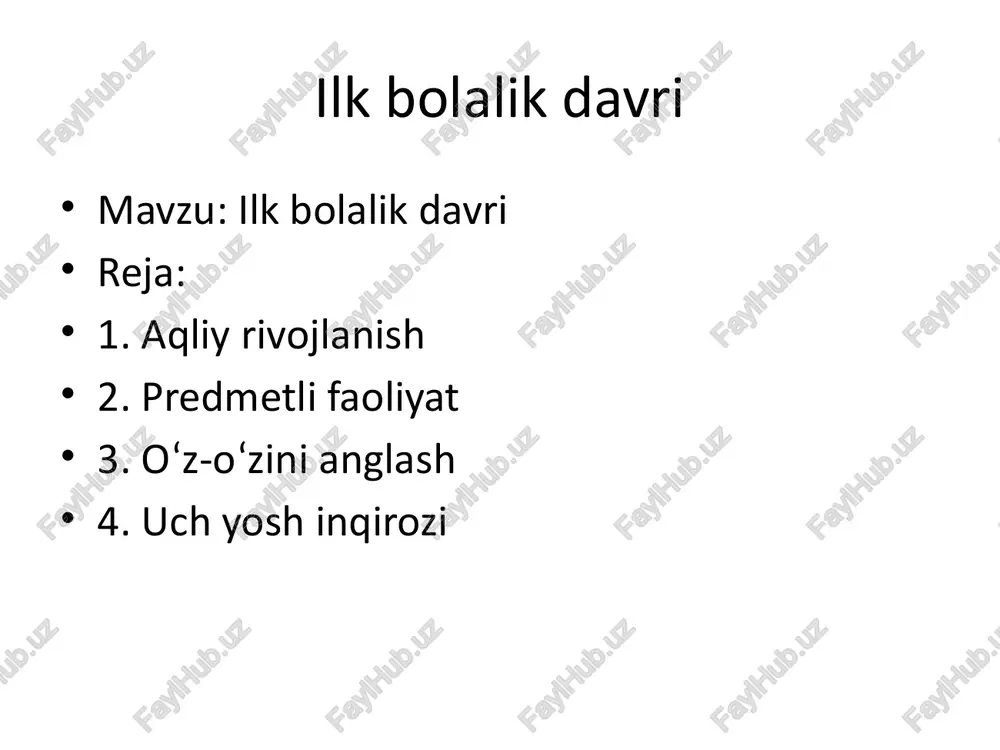 ilk bolalik davri — PPTX
