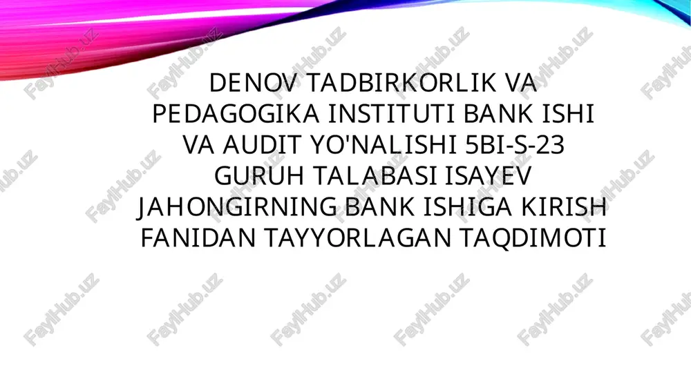 bank inqirozi mohiyati — PPTX