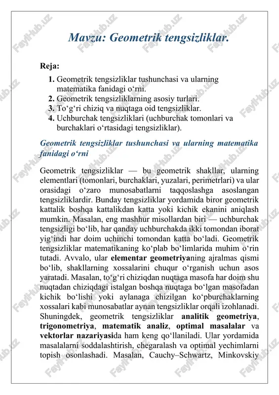 geometrik tengsizliklar — DOCX