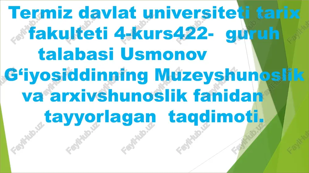 jahon muzeylarining dunyodagi tutgan oʻrni — PPTX