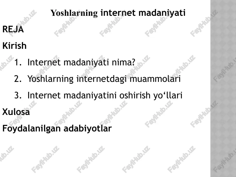 yoshlarninginternetmadaniyati — PPTX