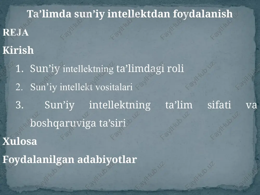 sun’iyintellektning ta’limda giroli — PPTX