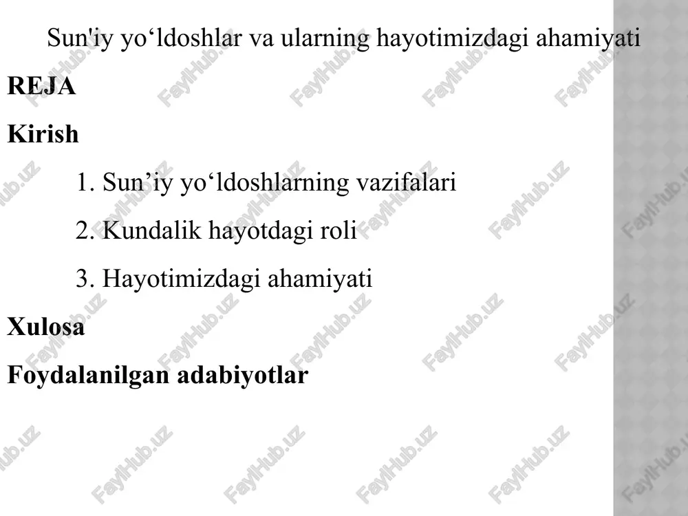 sun'iyyo‘ldoshlar va ularning hayotimizdagi ahamiyati — PPTX