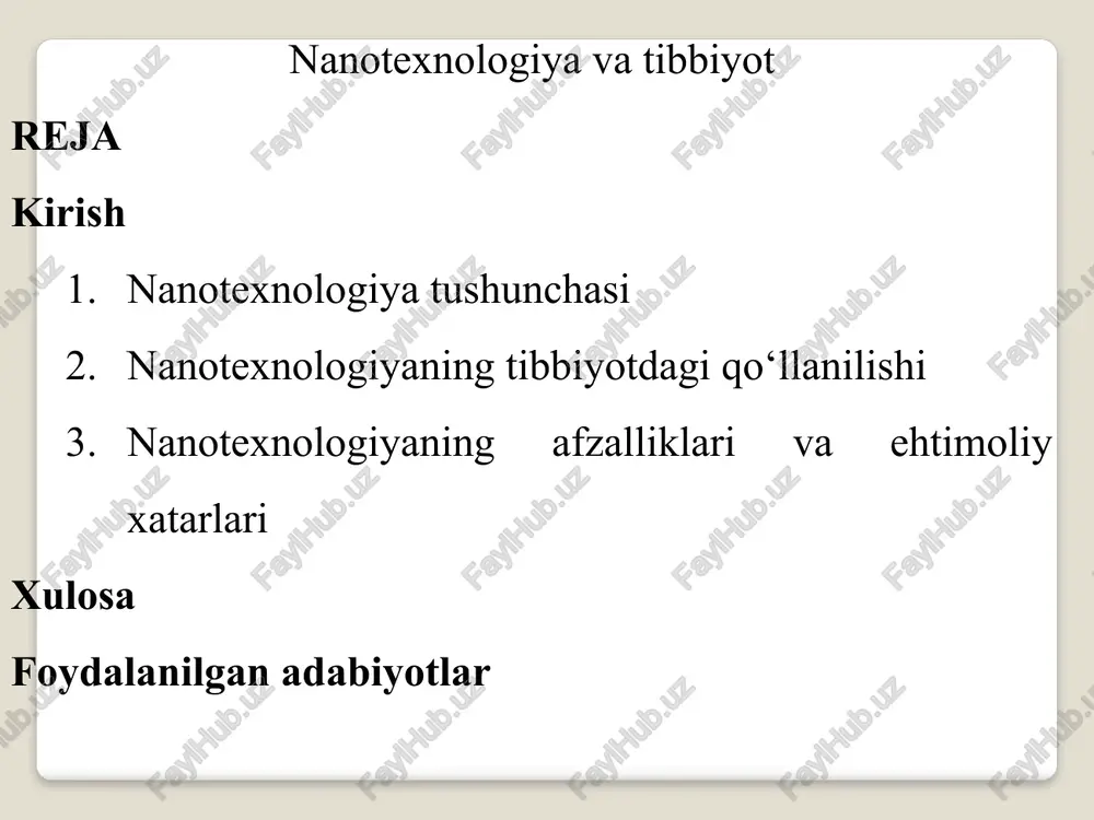 nanotexnologiyavatibbiyot — PPTX
