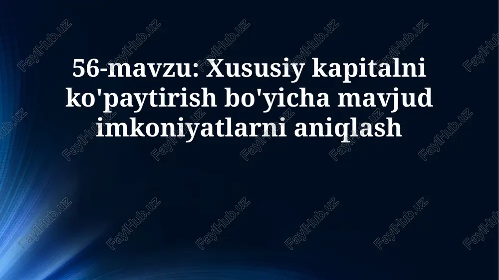 kapitalni oshirish strategiyalari — PPTX