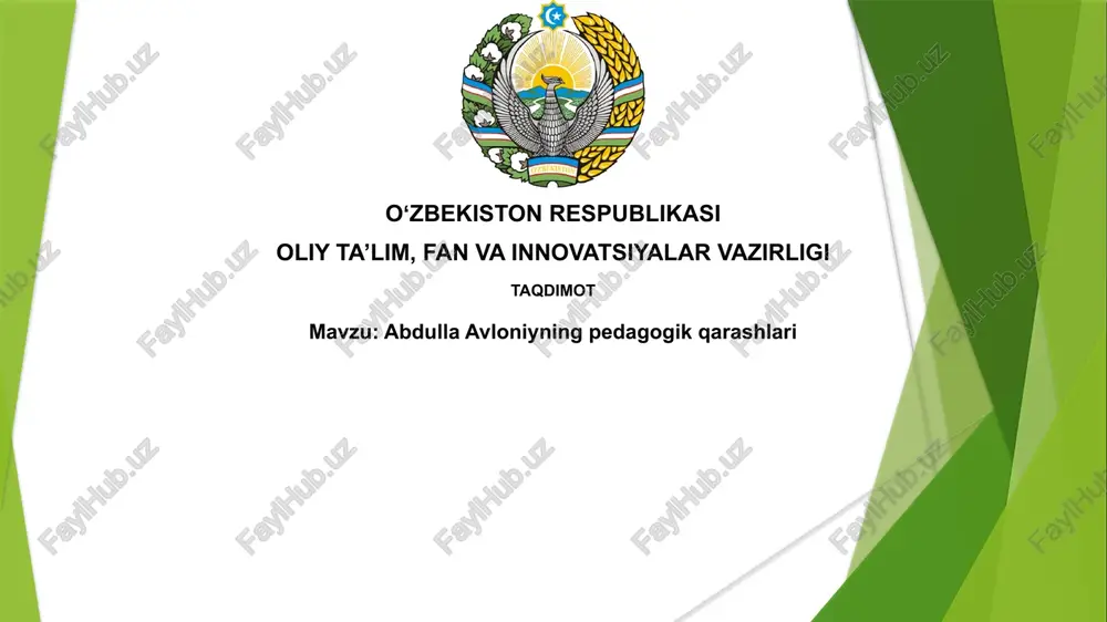 abdulla avloniyning pedagogik qarashlari — PPTX