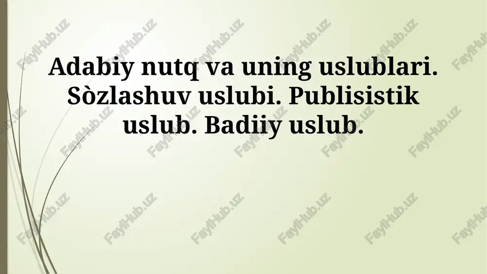 adabiy nutq va uning uslublari — PPTX