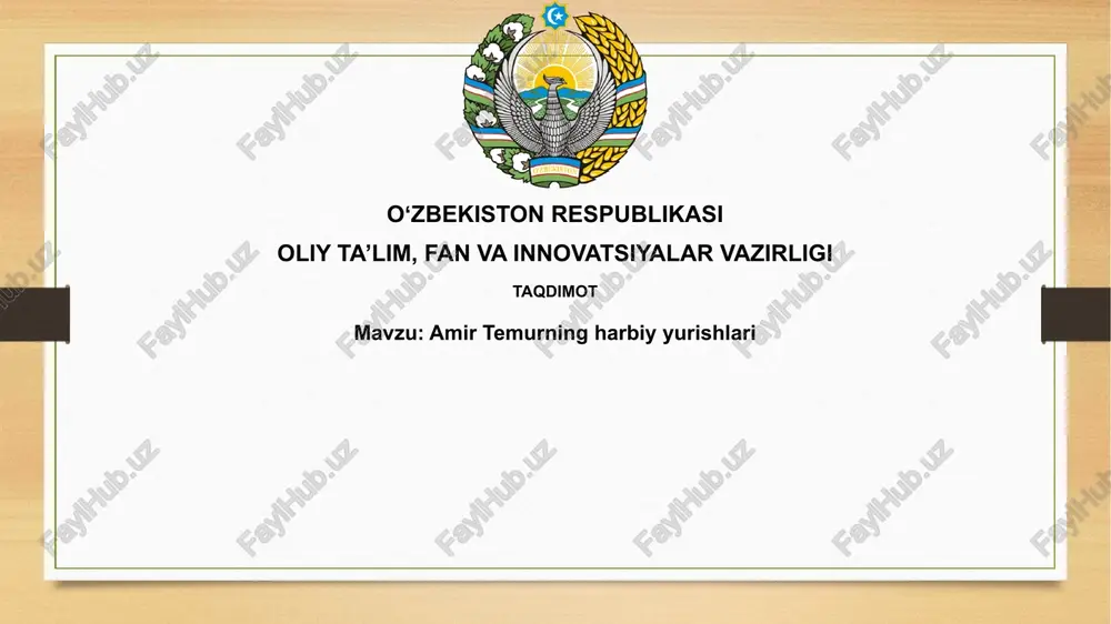 amir temurning harbiy yurishlari — PPTX