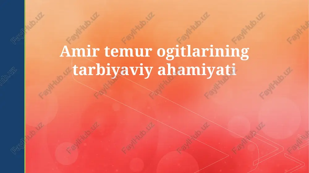 temur merosini zamonaviy ta'limda qo'llash istiqbollari — PPTX