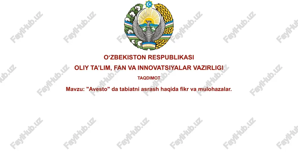 "avesto" databiatniasrashhaqidafikrvamulohazalar — PPTX