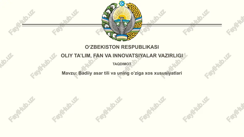 badiiyasartilivauningo’zigaxosxususiyatlari — PPTX