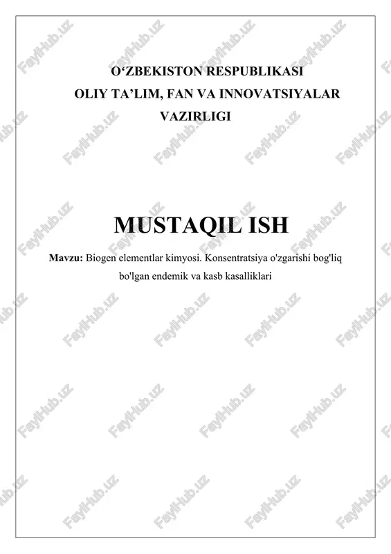 biogen elementlar kimyosi — DOCX