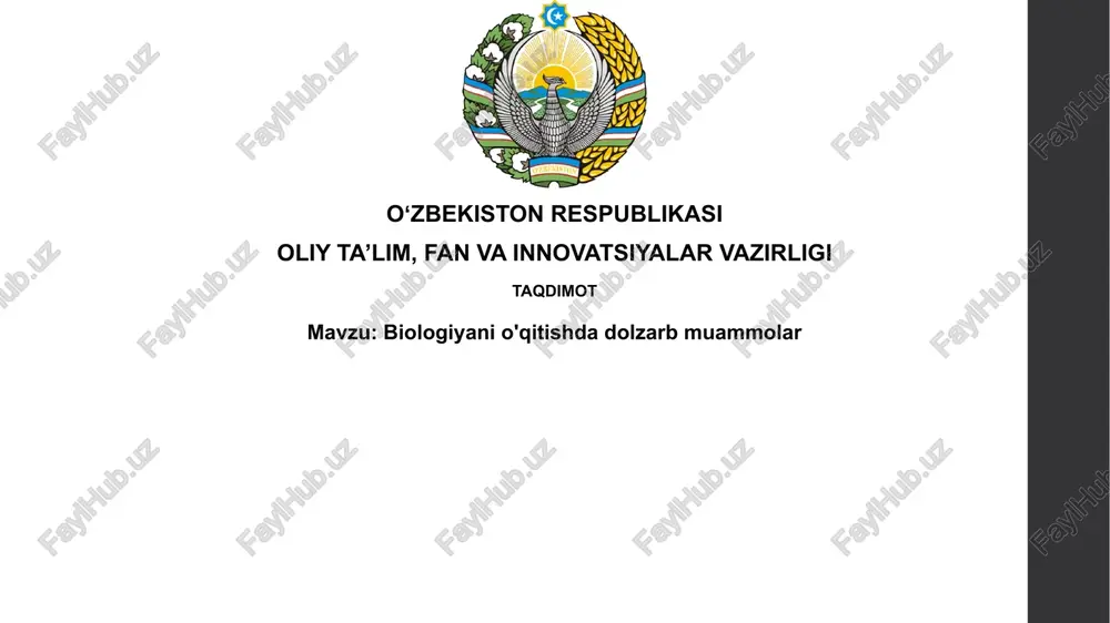 biologiyani o'qitishdagi dolzarb muammolar — PPTX