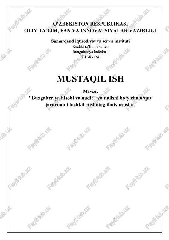 "buxgalteriya hisobi va audit" — DOCX