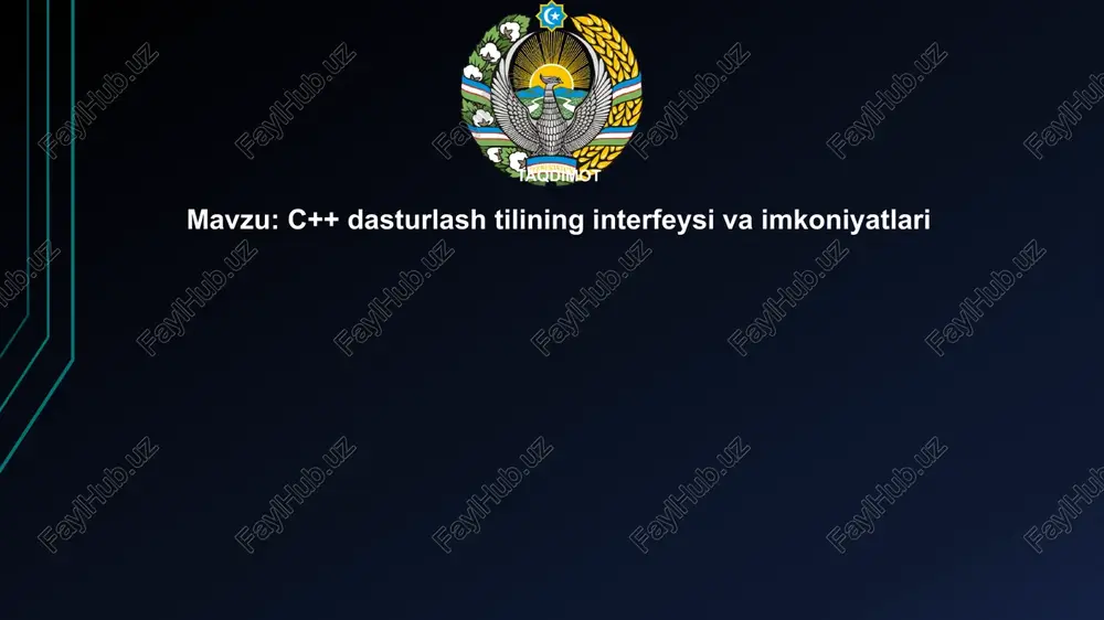 c++ dasturlashtilining interfeysi va imkoniyatlari — PPTX