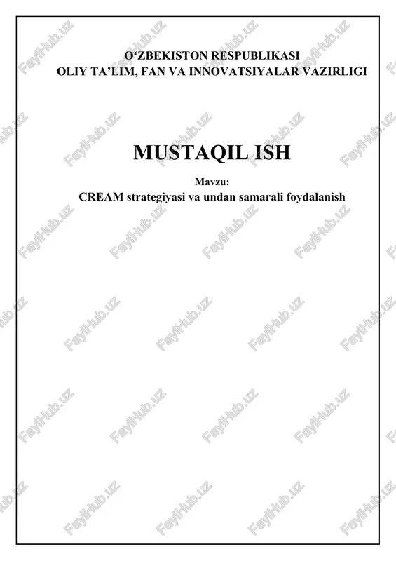 cream strategiyasi — DOCX