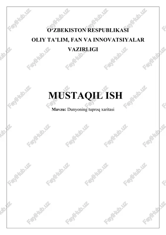 dunyoning tuproq xaritasi — DOCX