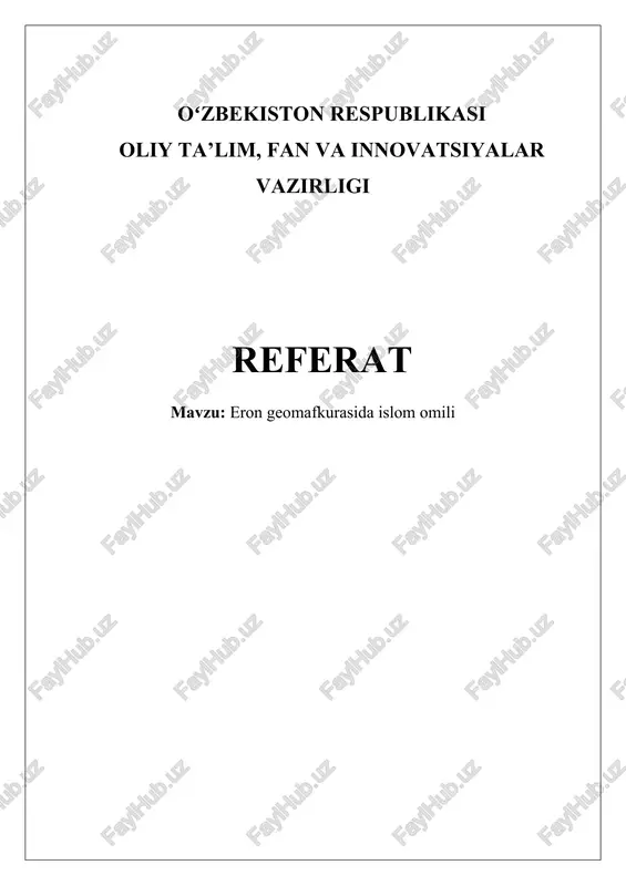 eron geomafkurasida islom omili — DOCX