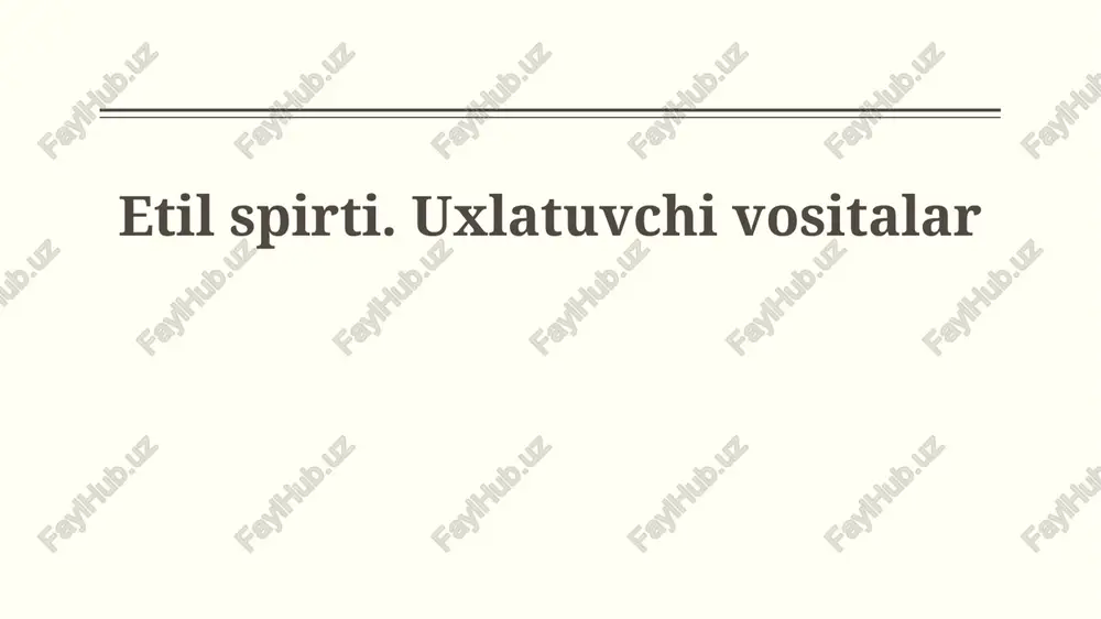 etil spirti va uxlash tabletkalari — PPTX
