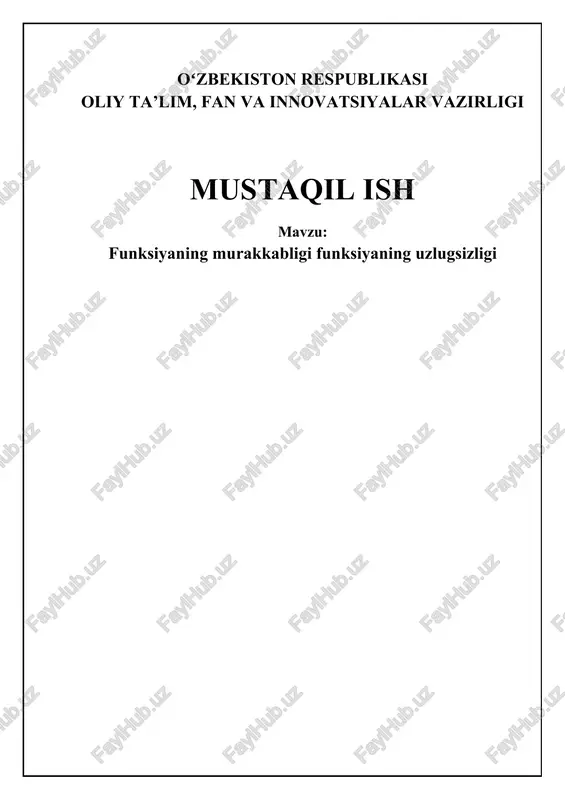 funksiyaning murakkabligi funksiyaning uzlugsizligi — DOCX