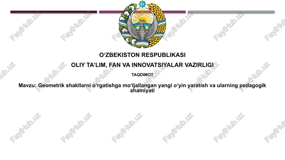 geometrik shakllarni oʻrgatish va oʻyini yaratish — PPTX