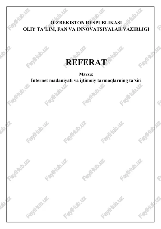 internet madaniyati va ijtimoiy media — DOCX