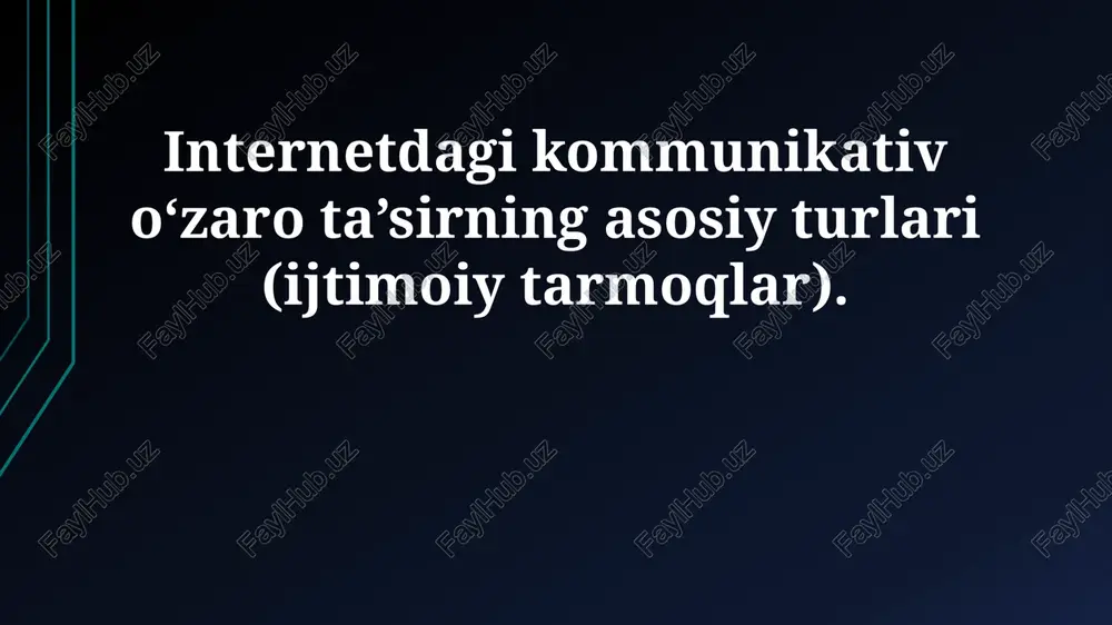 ijtimoiy tarmoqlarda kommunikativ o‘zaro ta’sirning asosiy turlari — PPTX