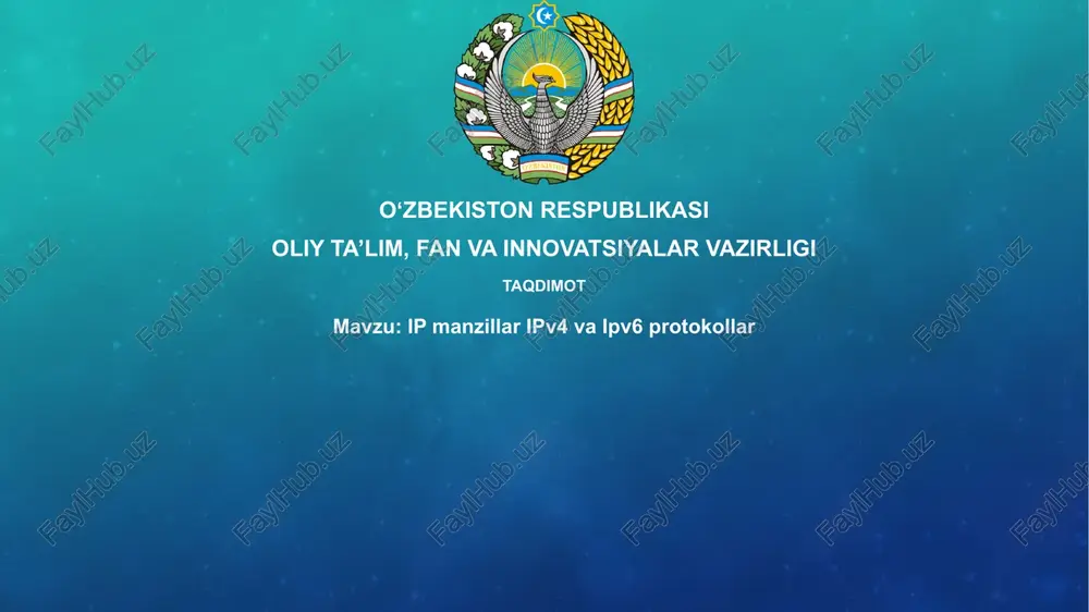 ip manzillar ipv4 va ipv6 protokollar — PPTX