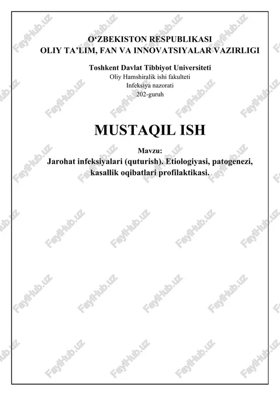 jarohat infeksiyalari (quturish) — DOCX