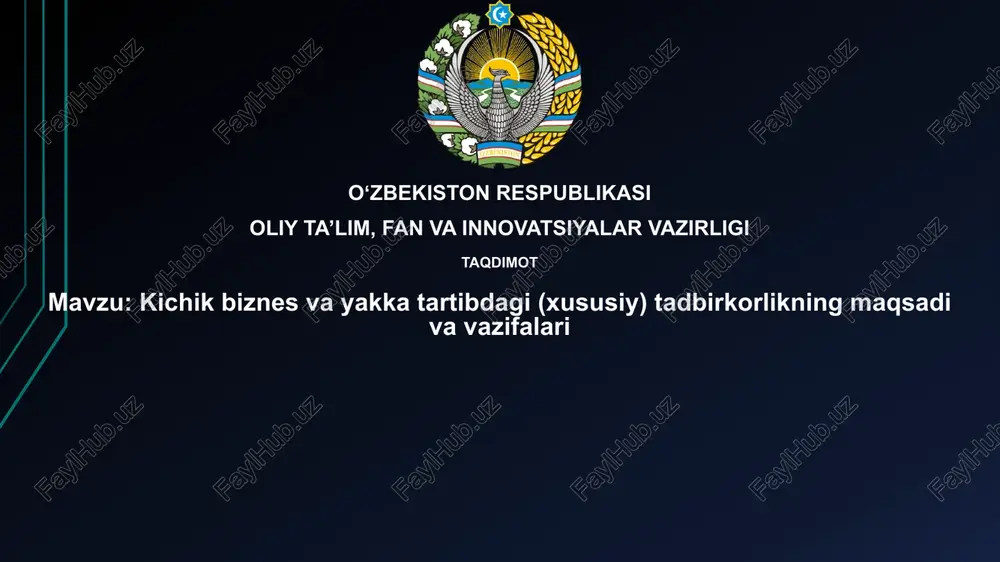 kichik biznes va tadbirkorlik — PPTX